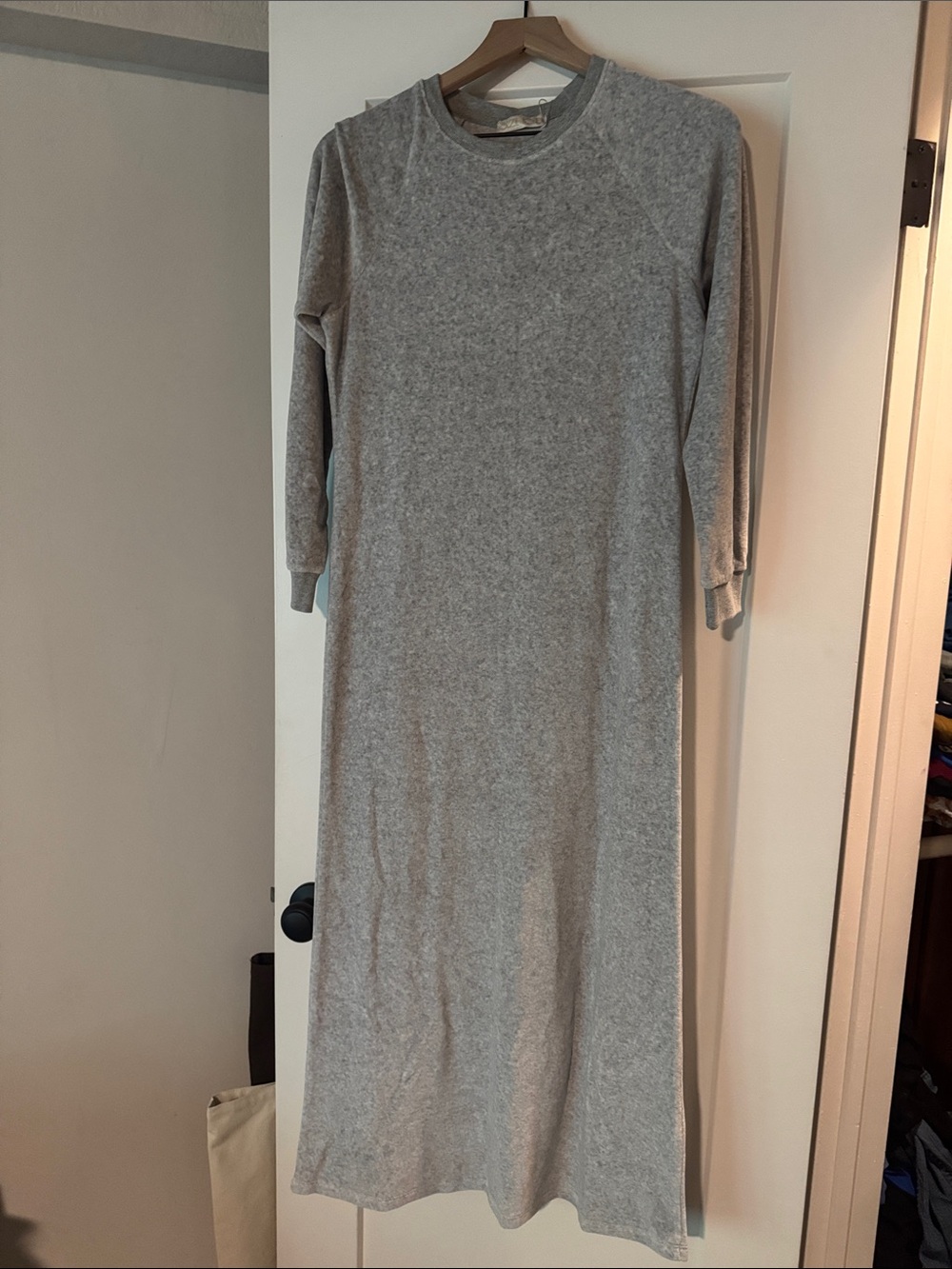 Suzi Kondi Heather Gray Didion Maxi Velour Velvet Dress Small